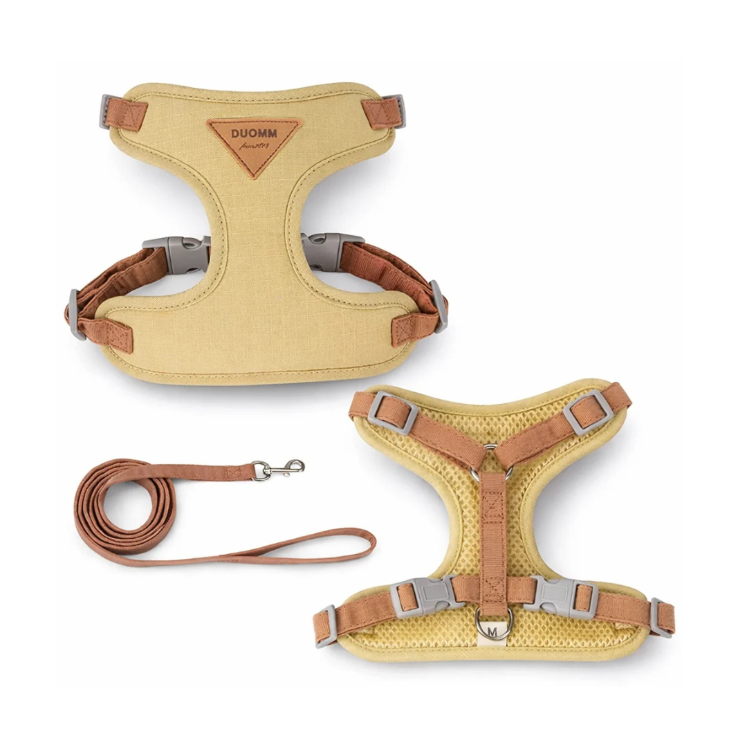 Harnais gilet uni avec laisse taille L pour chien et chat