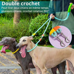 Laisse double corde à main rembourrée pour deux chiens