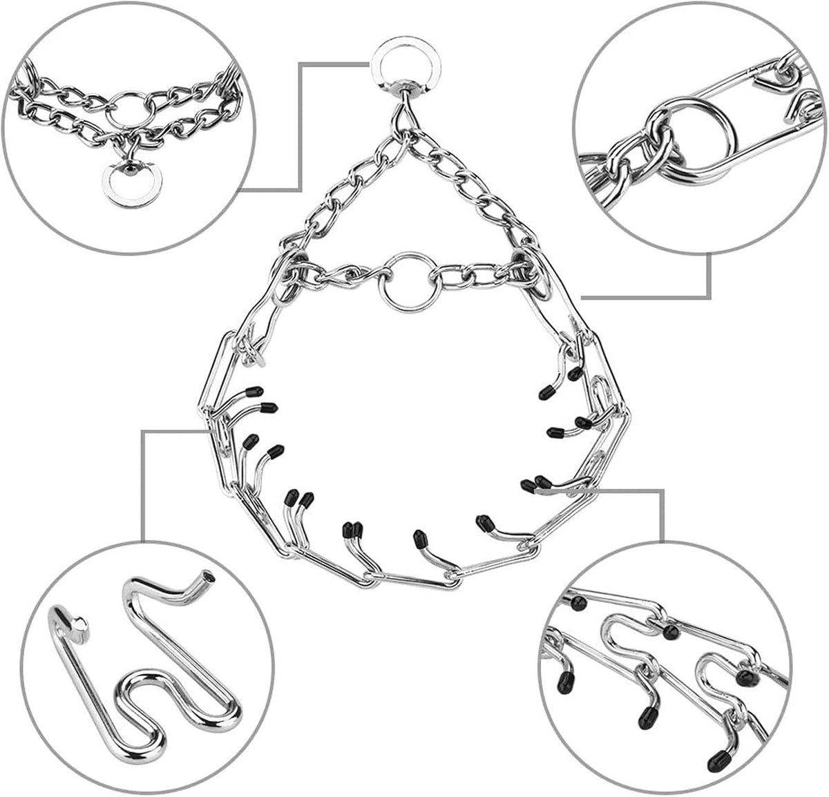 Collier étrangleur de dressage L à pic pour chien