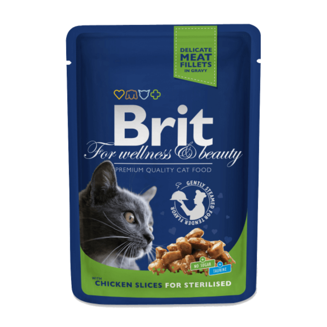 Brit pochon bouchées au poulet pour chat stérilisé 100g