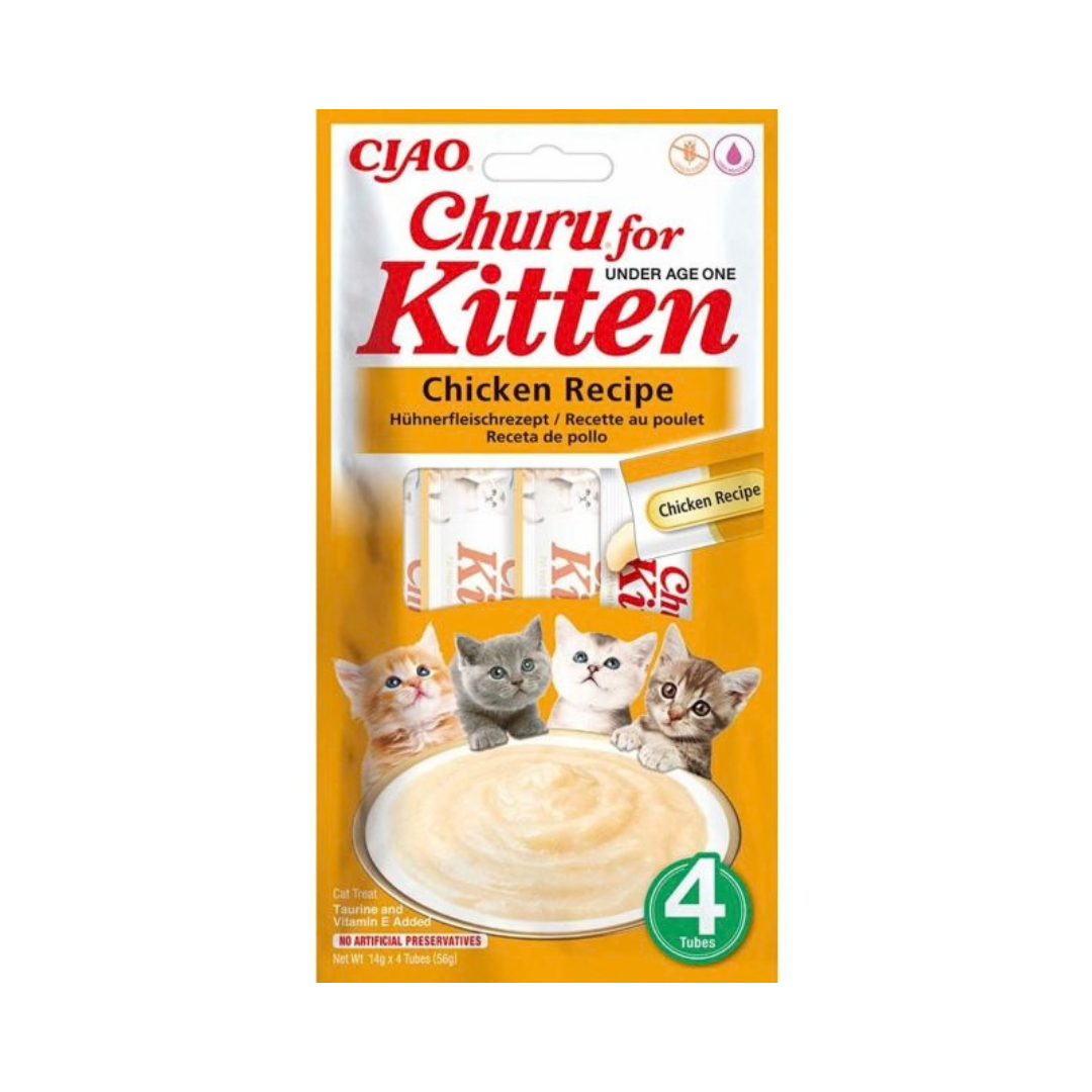 Ciao Churu crème friandise au poulet pour chaton pack 4x14g