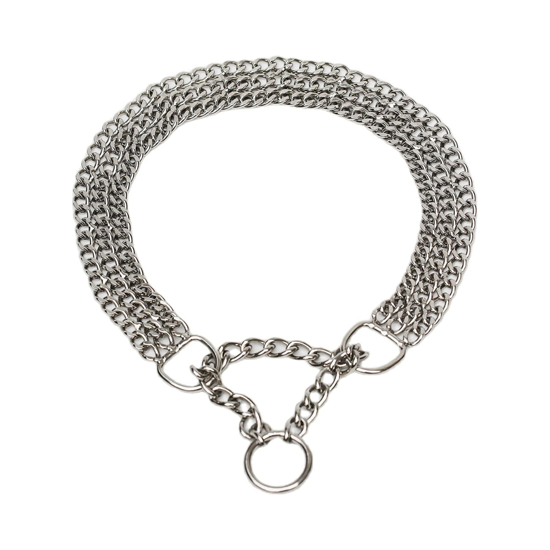 Collier étrangleur triple rangs avec sécurité pour chien