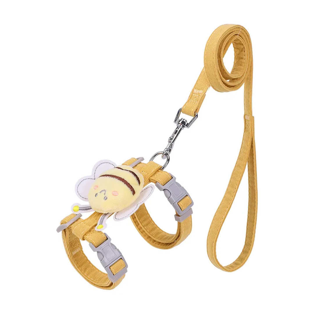 Harnais gilet abeille avec laisse pour chat et petit chien