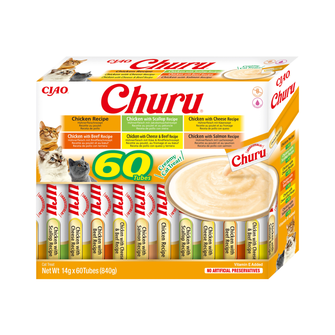 Inaba Ciao Churu Crème Friandise Poulet pour Chat 60 × 14 g
