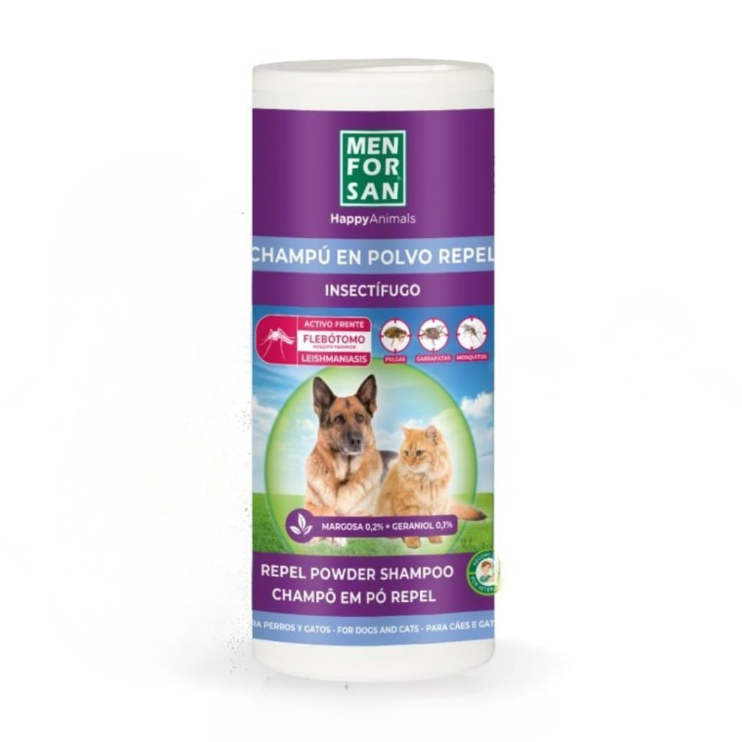 MenForSan shampoing sec en poudre anti insectes pour chien et chat 250g