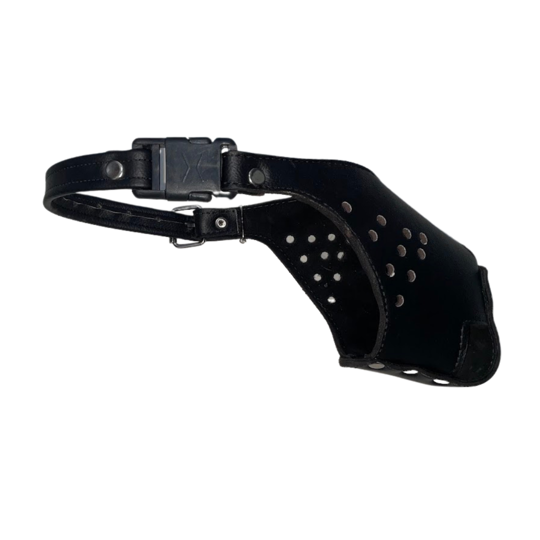 Muselière en cuir rembourrée pour chien