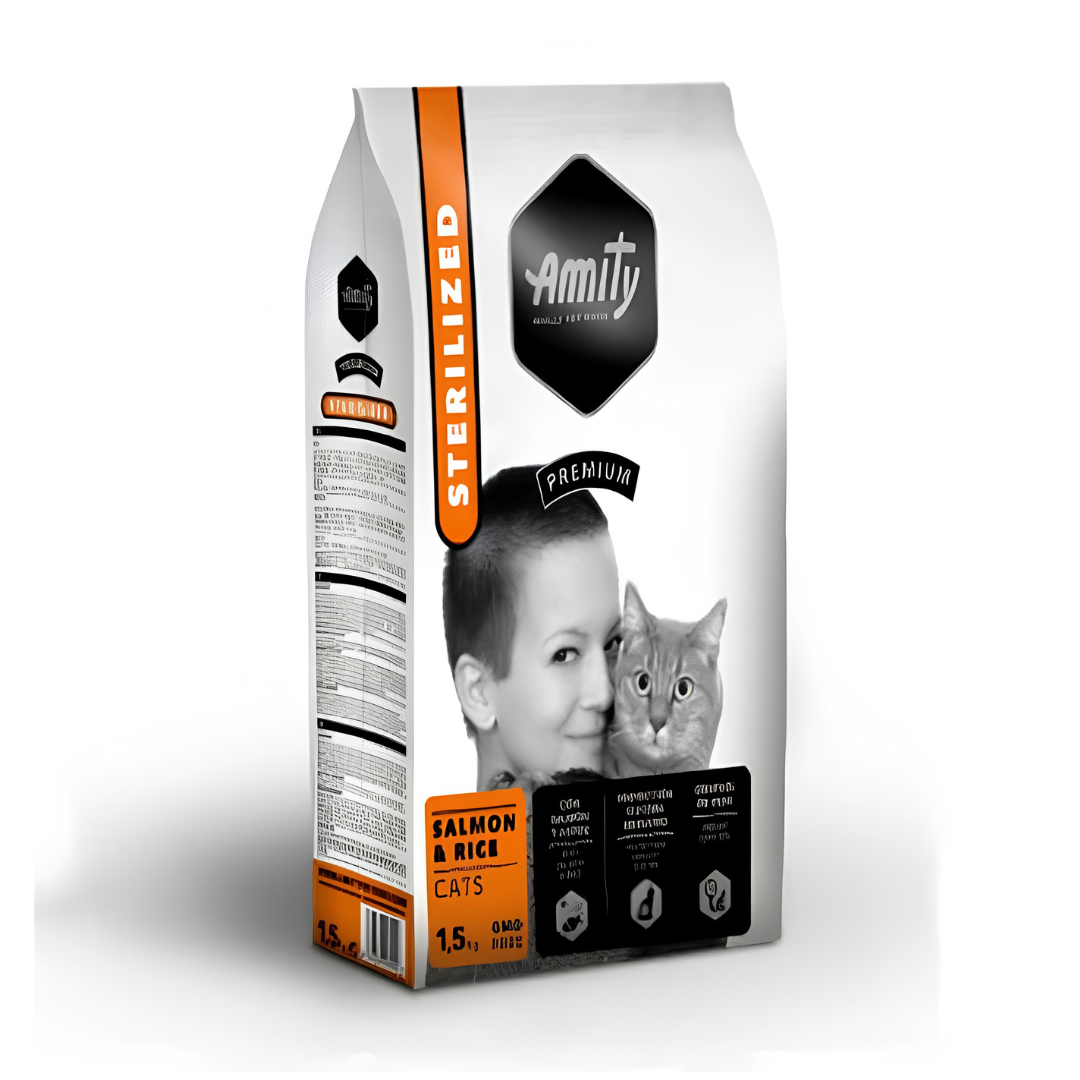 Amity Premium croquettes au saumon pour chat stérilisé