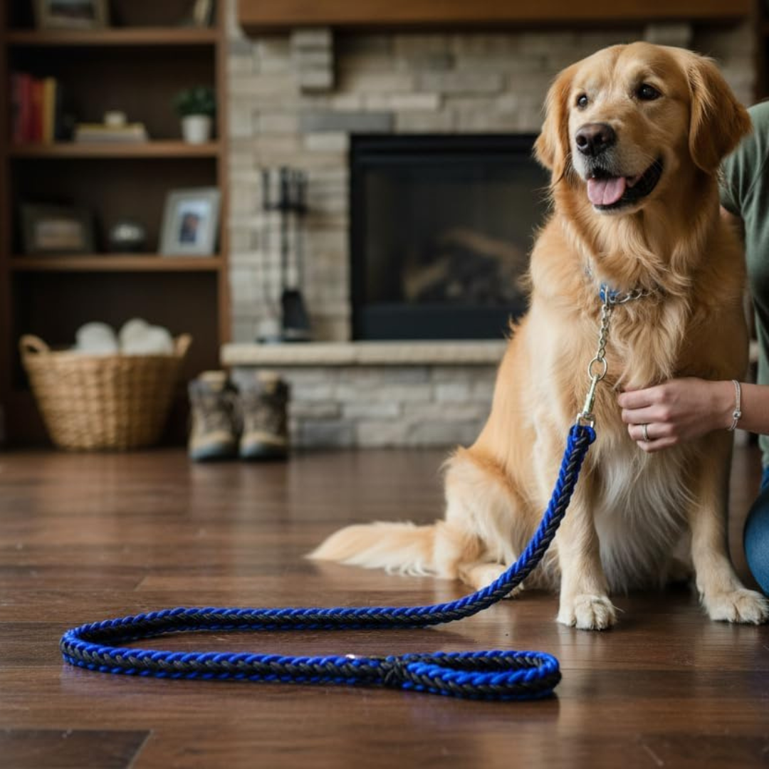 Laisse corde avec collier de traction pour grand chien