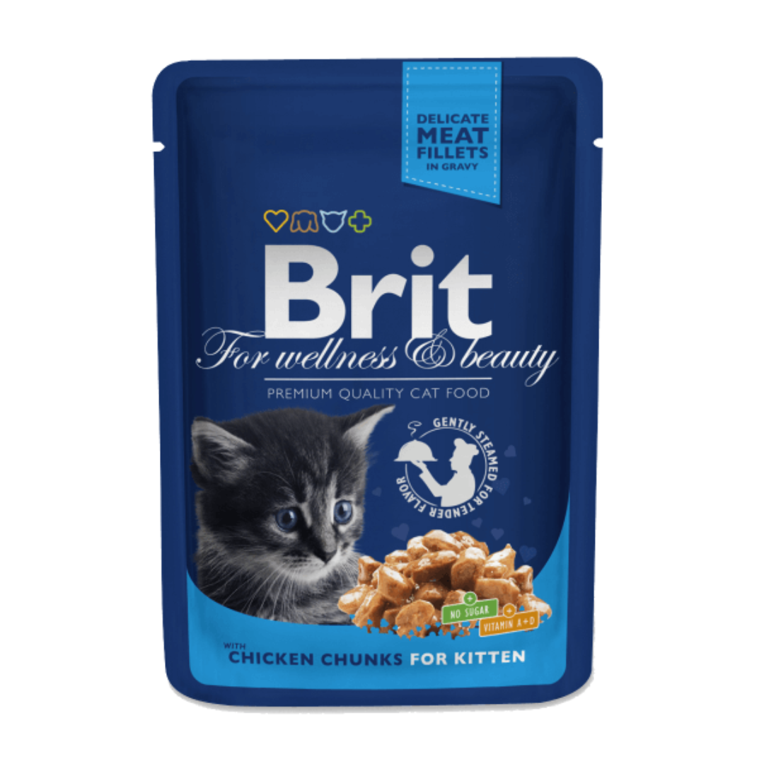 Brit pochon bouchées au poulet pour chaton 100g