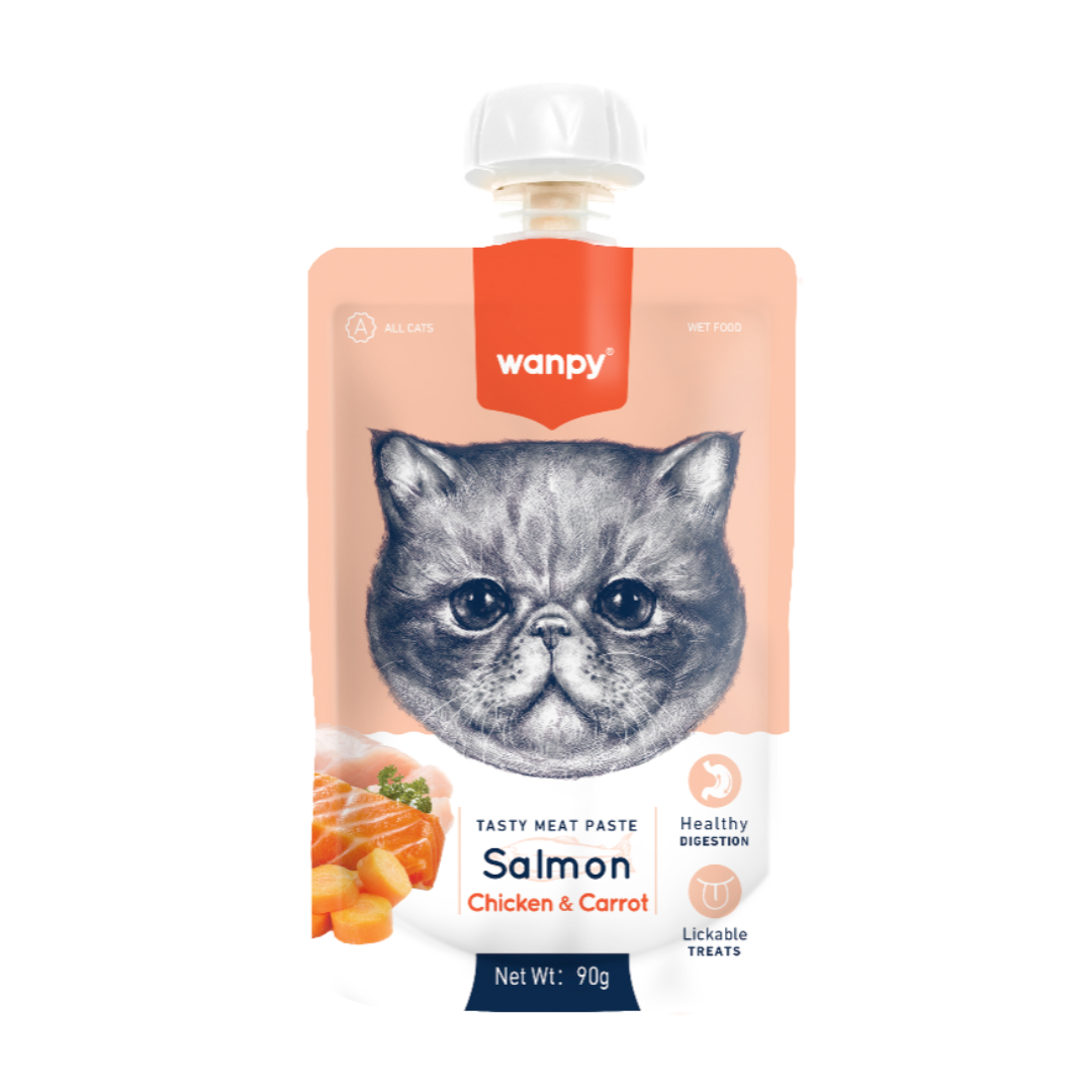 Wanpy crème tasty friandise saumon pour chat 90g