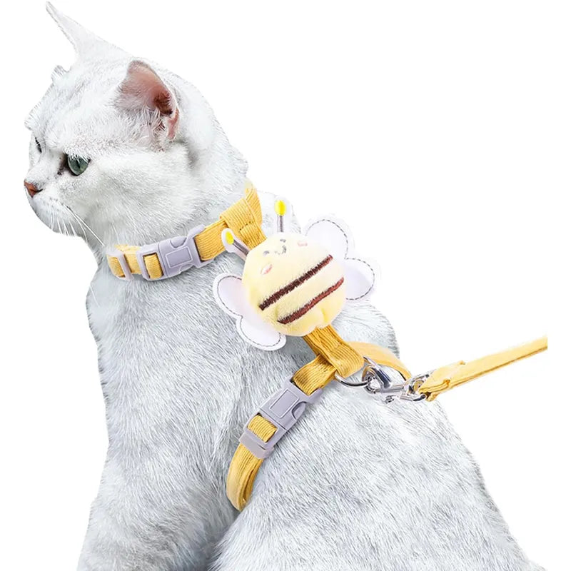 Harnais gilet abeille avec laisse pour chat et petit chien