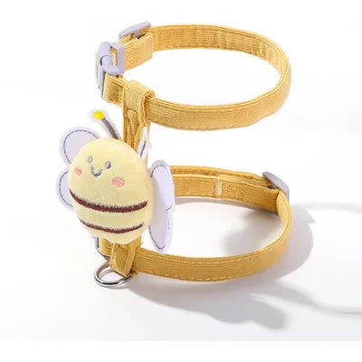 Harnais gilet abeille avec laisse pour chat et petit chien